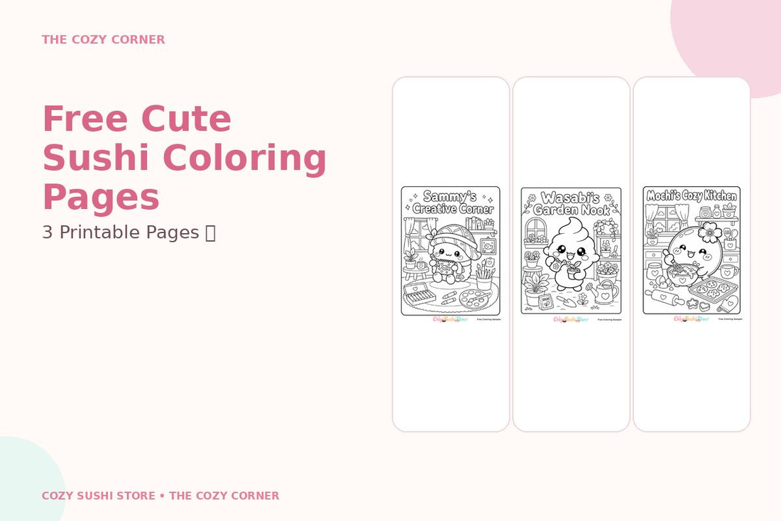 Free Cute Coloring Pages: Download the Cozy Sushi Coloring Sampler