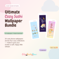 Ultimate Cozy Bundle – 24 Cute Sushi Phone Wallpapers